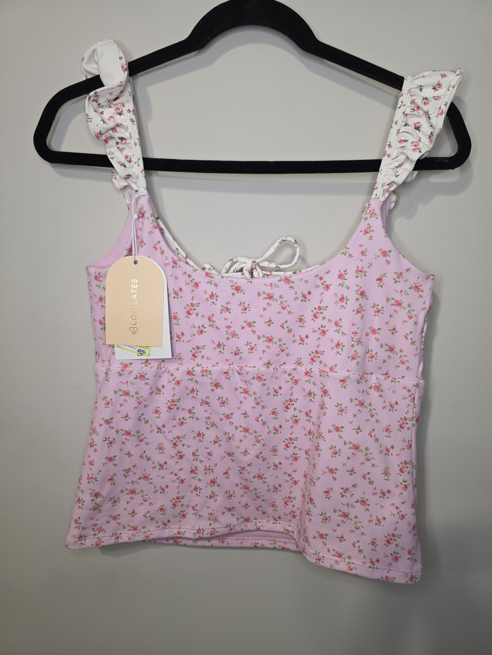 NWT Blogilates Pink Floral Lace-Up Active Tank Top - Picture 5 of 8